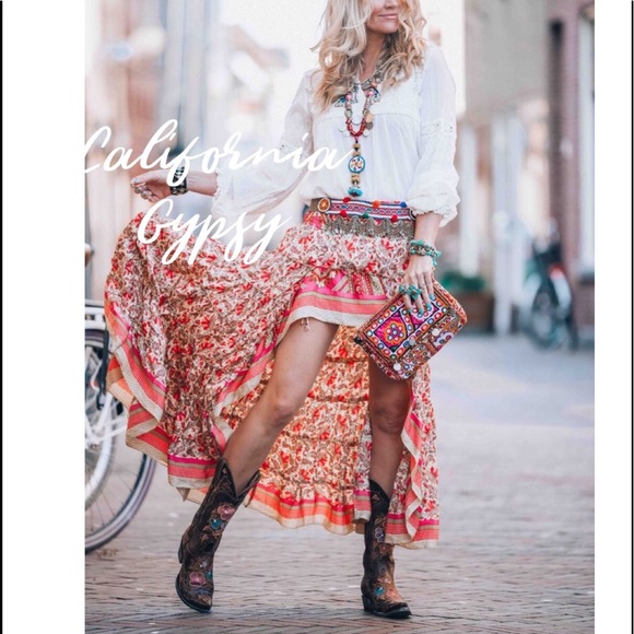 LAST ONE🎉High Low Floral Boho Chic Ruffle Skirt - Picture 1 of 8